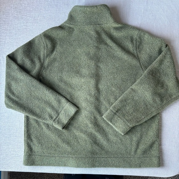 VINTAGE L.L. Bean Olive Green fleece button up cardigan size L - Picture 2 of 7